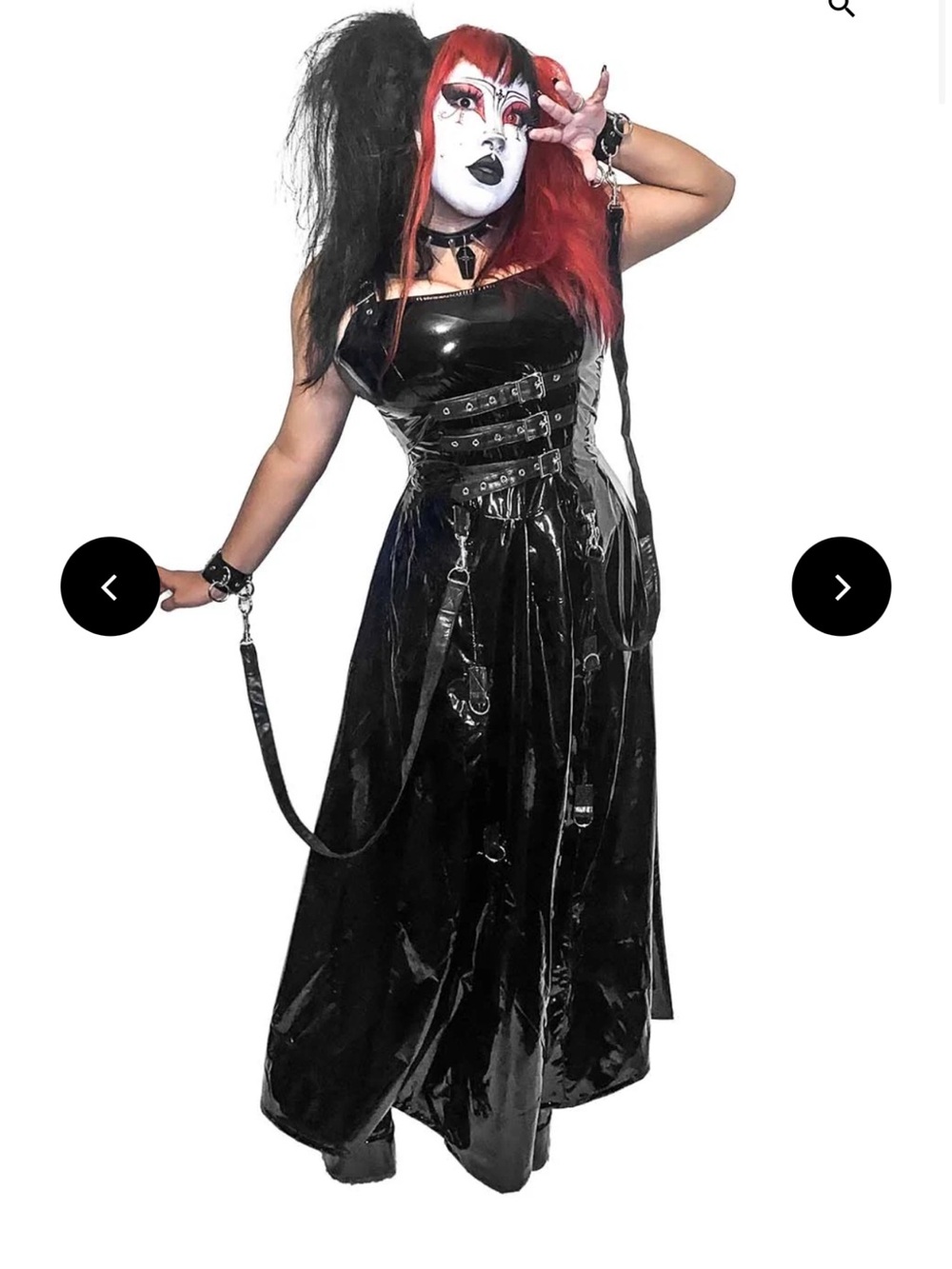 Lip Service Black Vinyl Maxi Dress with Red Hair Accent